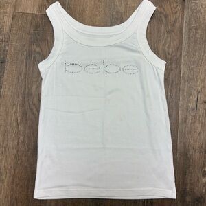 Bebe White Rhinestone Logo Tank Top small